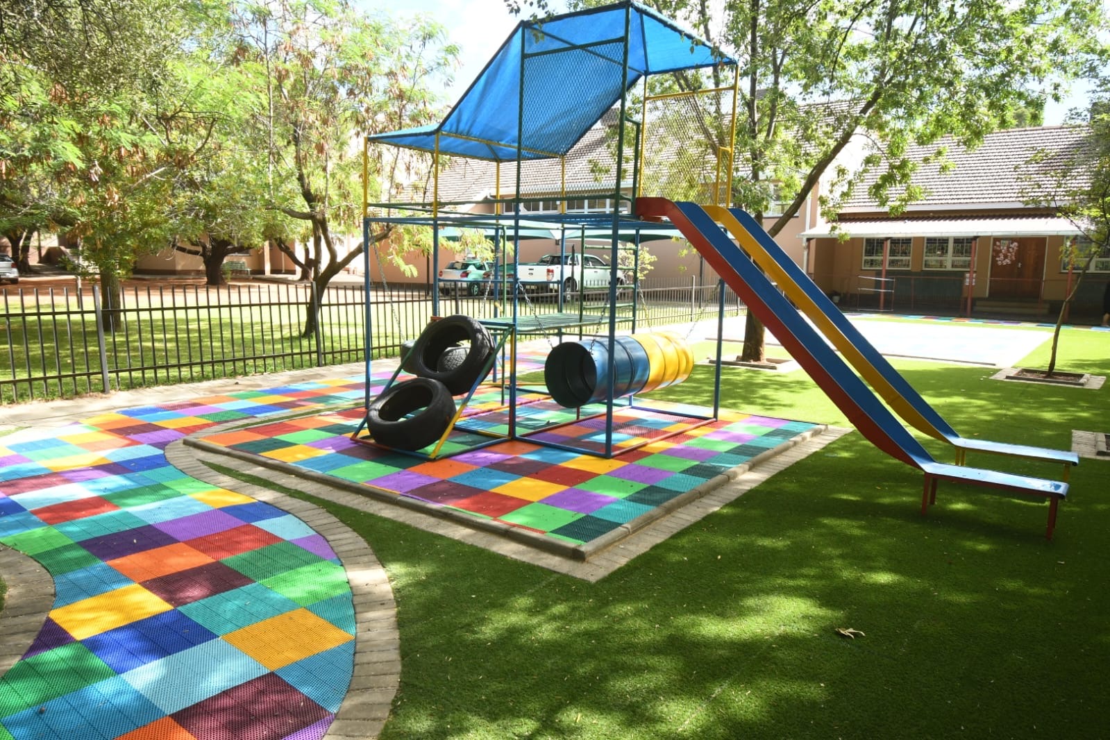 Jungle Gym & Slide on Play Tiles